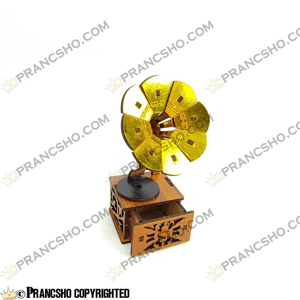 دکوری ساز گرامافون چوبی ایستاده رومیزی کشو دار — تصویر ۵