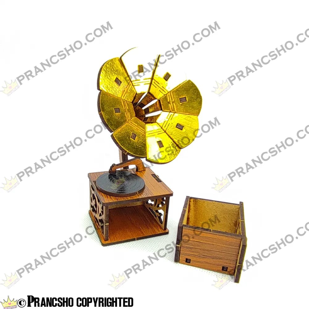دکوری ساز گرامافون چوبی ایستاده رومیزی کشو دار — تصویر ۴