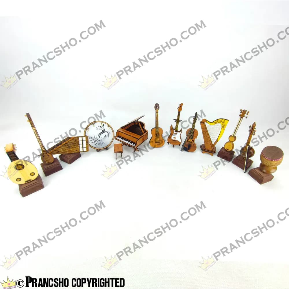 دکوری ساز کمانچه چوبی ایستاده با پایه و آرشه — تصویر ۲