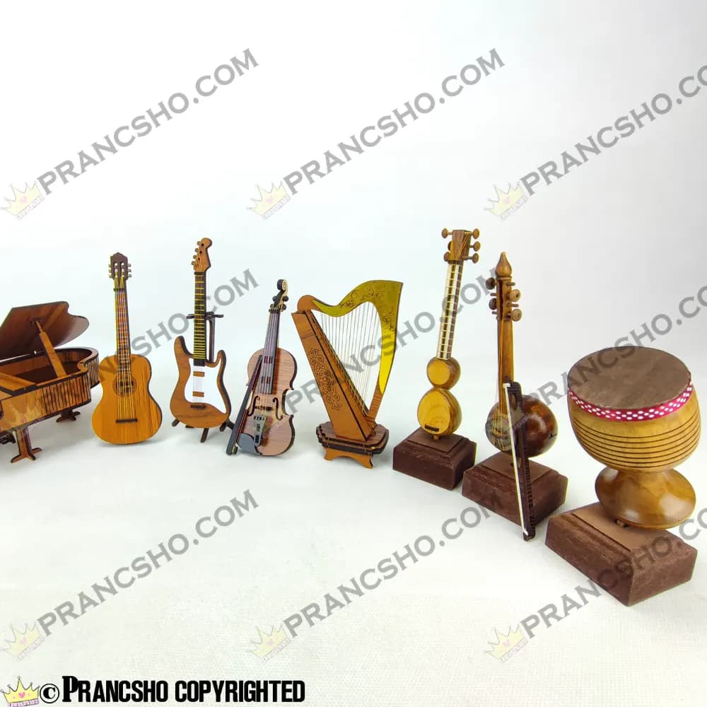 دکوری ساز پیانو چوبی کوچک به همراه نیمکت — تصویر ۸