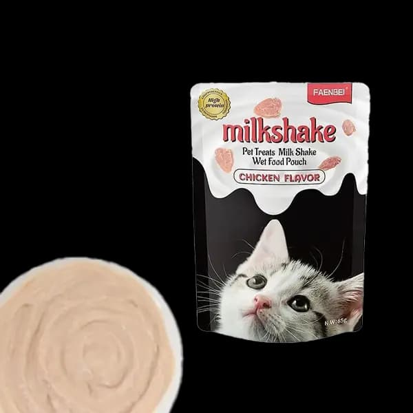 پوچ میلک شیک گربه با طعم شیر بز و گوشت مرغ فائنبی FAENBEI وزن 85 گرم — تصویر ۲