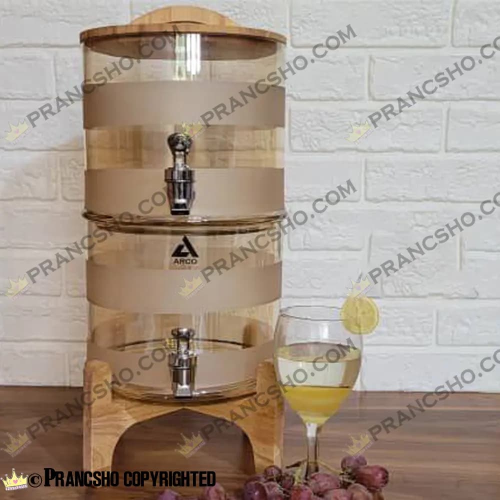 کلمن شیشه ای دو طبقه استوانه ای شیشه شامپاینی مات طرح مایورکات — تصویر ۸