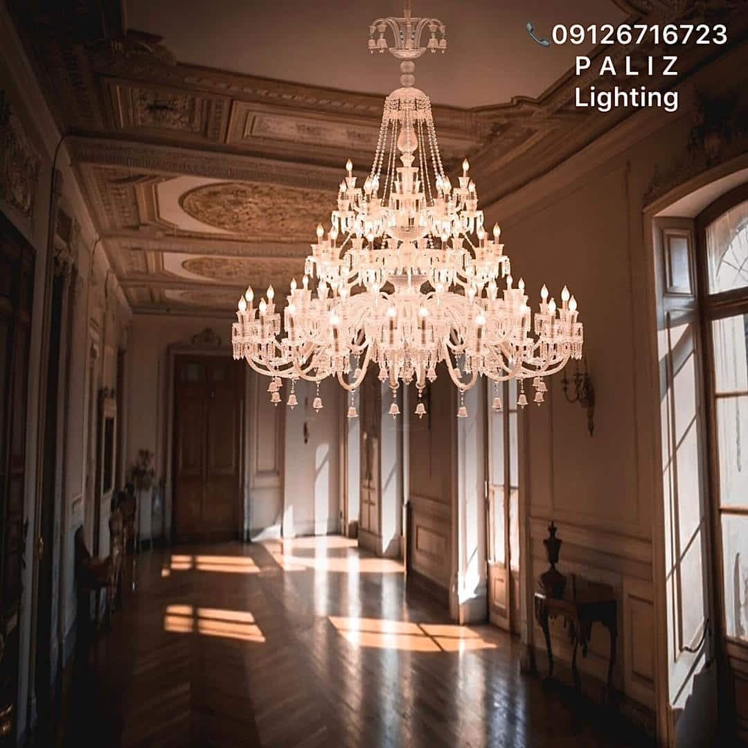 لوستر کریستال طبقاتی باکارات سفید — تصویر ۲