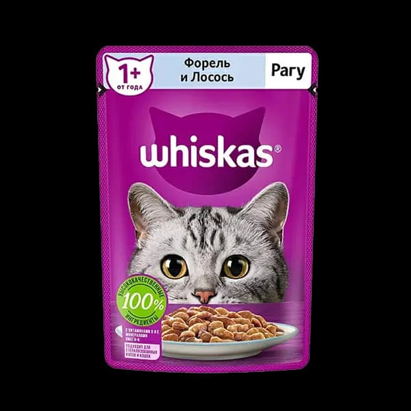 پوچ گربه ویسکاس با طعم ماهی قزل آلا و سالمون Whiskas وزن 75 گرم