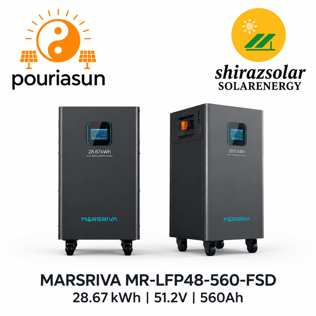 باتری لیتیومی مارسریوا 28.67 کیلووات‌ساعت 51.2 ولت مدل MR-LFP48-560-FSD