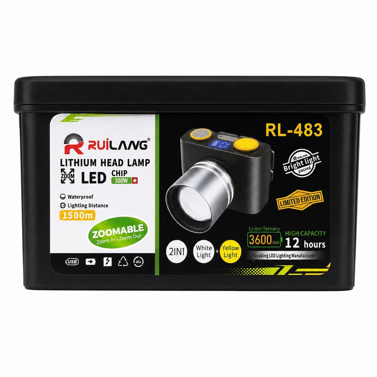 چراغ پیشانی شارژی RUILANG RL-483 زوم دار و نمایشگر شارژ — تصویر ۵