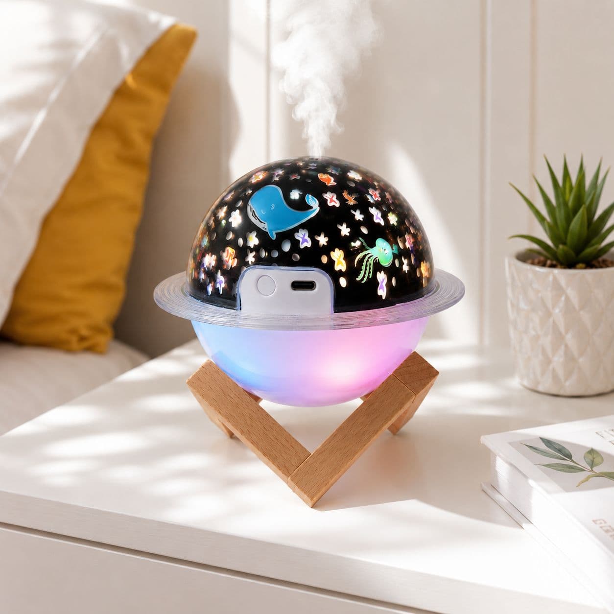 چراغ خواب کهکشانی و دستگاه بخور سرد فضایی Galaxy Ocean USB — تصویر ۲