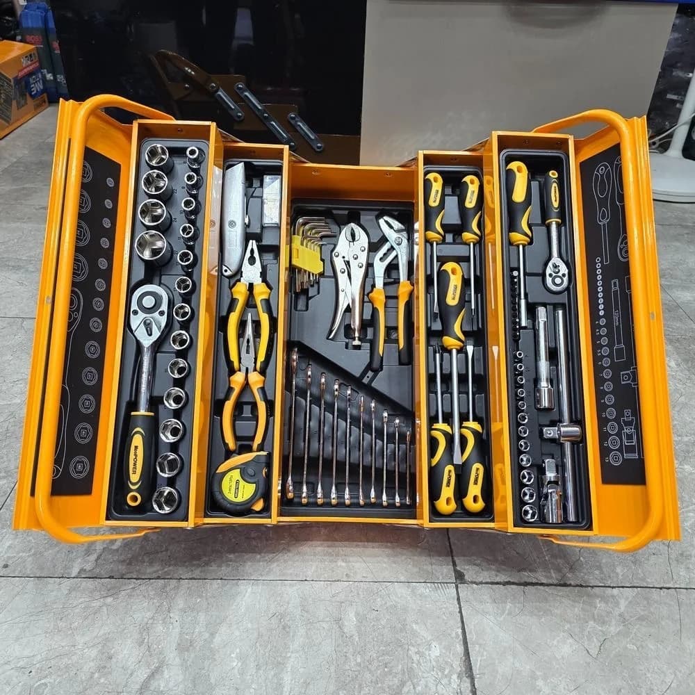 مجموعه جعبه بکس و ابزار دستی ۸۵ عددی نیوپاور مدل 29-241