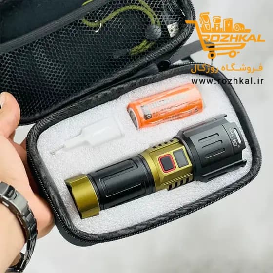 چراغ قوه پرقدرت اسمال سان مدل ZY-T305 با باتری 8800 و برد 800 متری اصلی و اورجینال — تصویر ۶