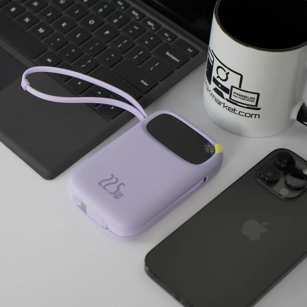 پاوربانک بیسوس 10000mAh مدل QPow2 Dual Cable — تصویر ۳