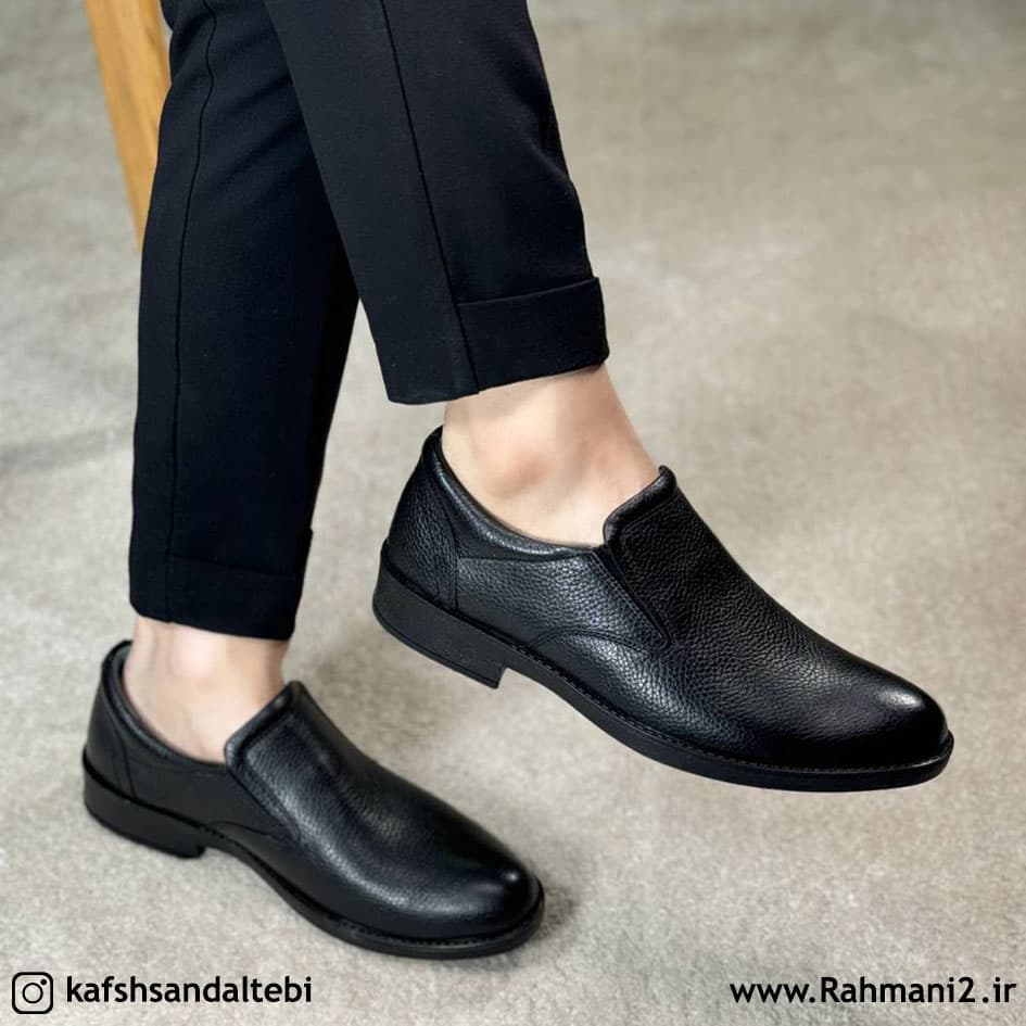 کفش طبی مردانه چرم طبیعی مدل چیتا کشی