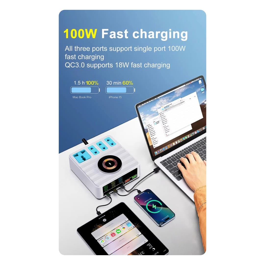 شارژر رومیزی 10 پورت 140 وات Kingmax مدل WLX-H13 — تصویر ۴