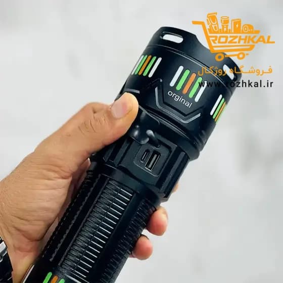 چراغ قوه اسمال سان مدل ZY-T273 با قدرت نور و شارژدهی بالا و جنس بدنه عالی پک اصلی — تصویر ۳