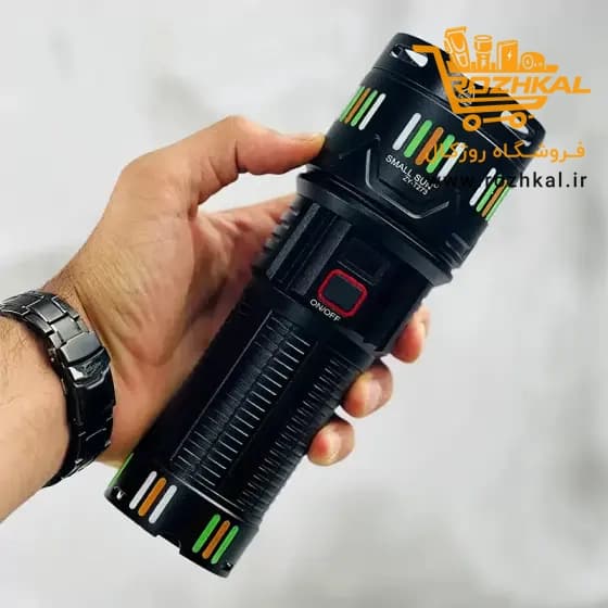 چراغ قوه اسمال سان مدل ZY-T273 با قدرت نور و شارژدهی بالا و جنس بدنه عالی پک اصلی — تصویر ۵