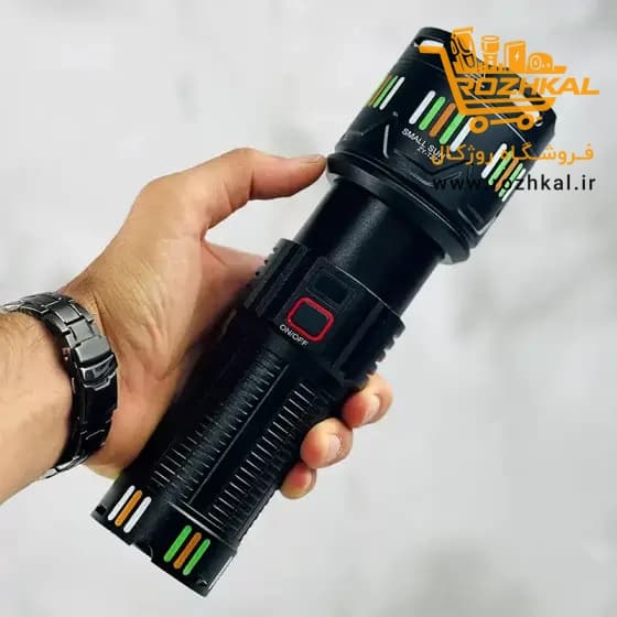 چراغ قوه اسمال سان مدل ZY-T273 با قدرت نور و شارژدهی بالا و جنس بدنه عالی پک اصلی