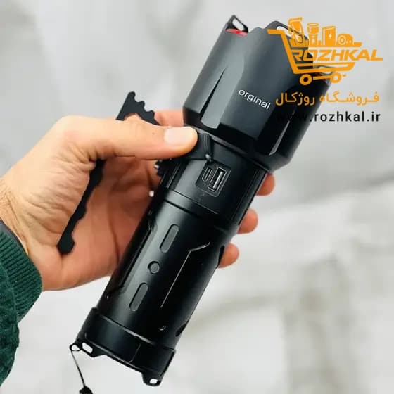 چراغ قوه اسمال سان مدل ZY-T709 با برد نور ۱۰۰۰ متر و باتری مدار دار اصلی نمایشگر دیجیتال پک اورجینال — تصویر ۳