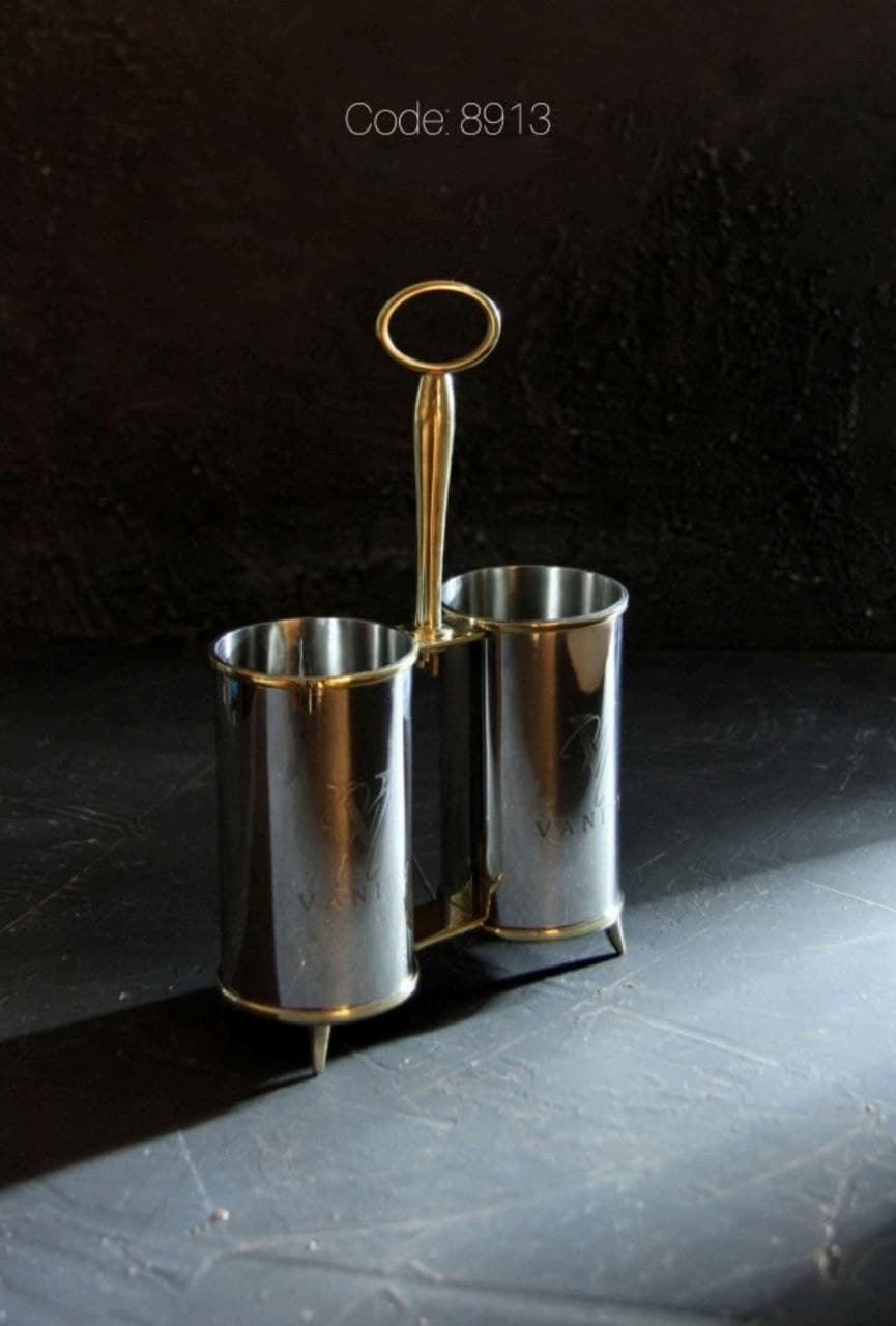 جاکاردی و جاقاشقی 2 خانه استیل برنج نیوسان مدل ونیتی (VANITY)کد 8913