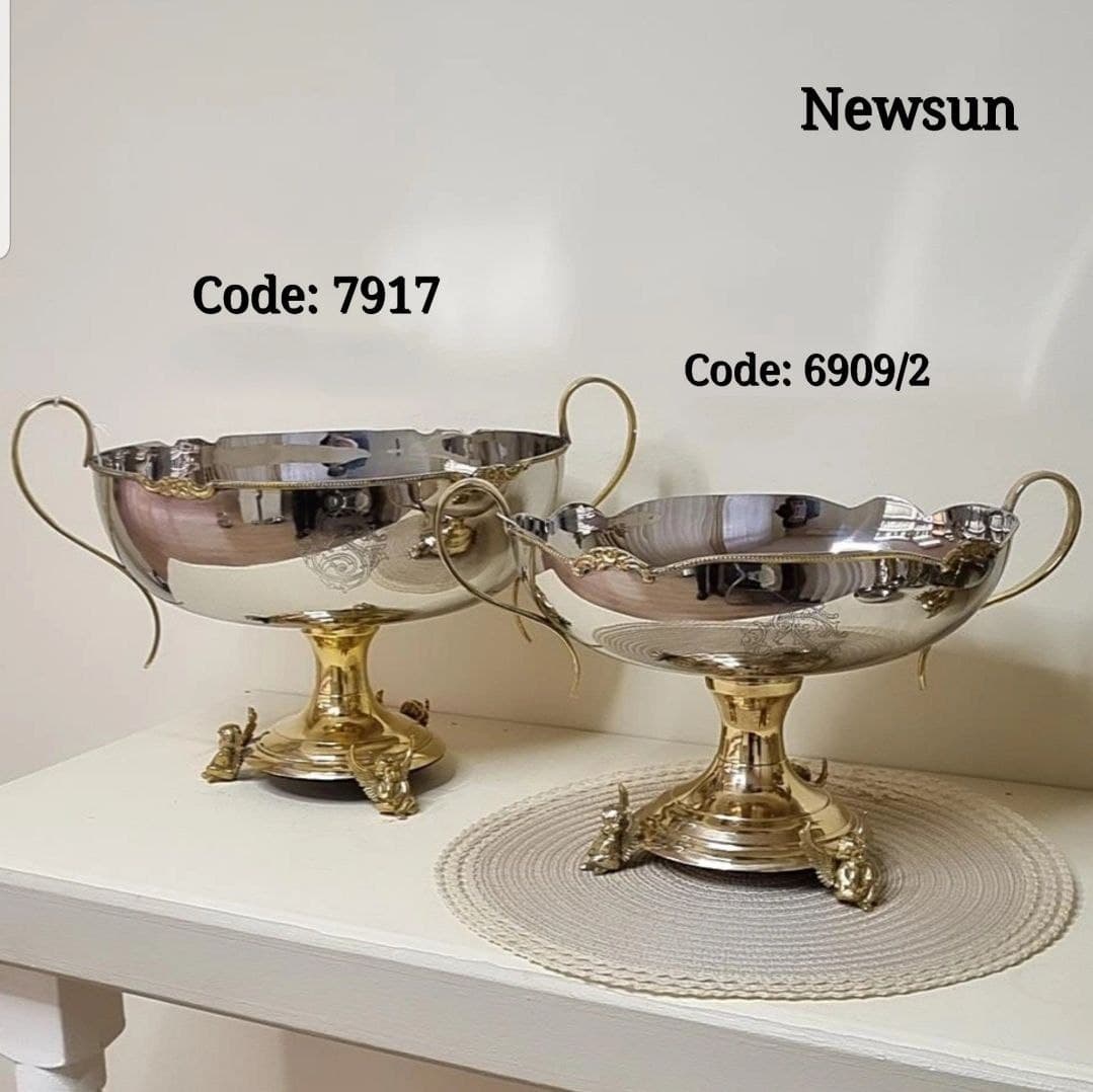 آجیل خوری پایه دار هندی استیل برنج نیوسان مدل فرشته کد 6909/2