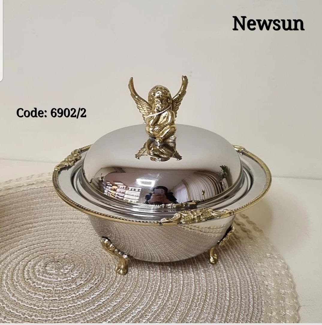 شکلات خوری و قندان هندی استیل برنج نیوسان مدل فرشته کد 6902/2