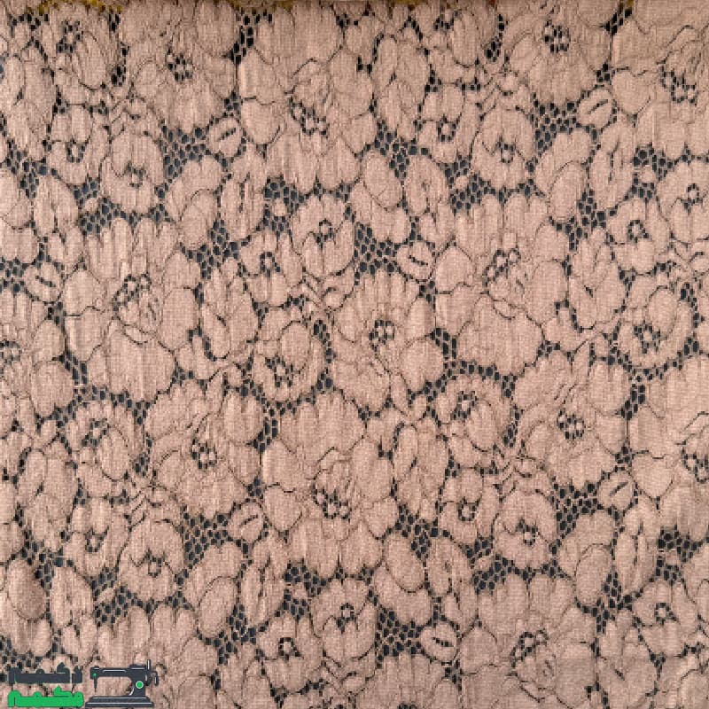پارچه دانتل کتان قیطون قهوه ای - دکمه مُکمه
