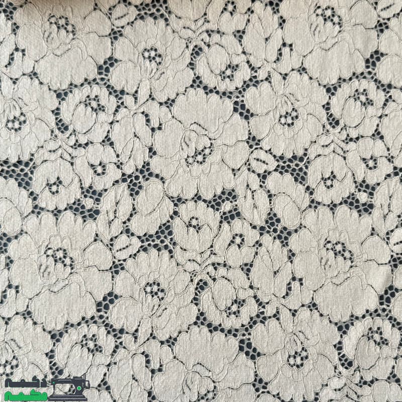 پارچه دانتل کتان قیطون نسکافه ای - دکمه مُکمه