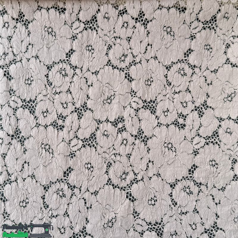 پارچه دانتل کتان قیطون کرم - دکمه مُکمه