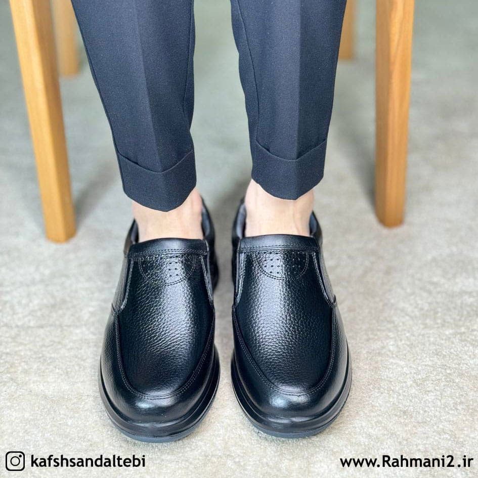 کفش طبی مردانه چرم طبیعی مدل سورنا کشی — تصویر ۳