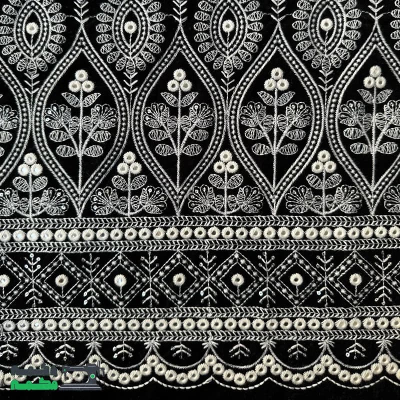 مخمل حاشیه دار مشکی - دکمه مُکمه