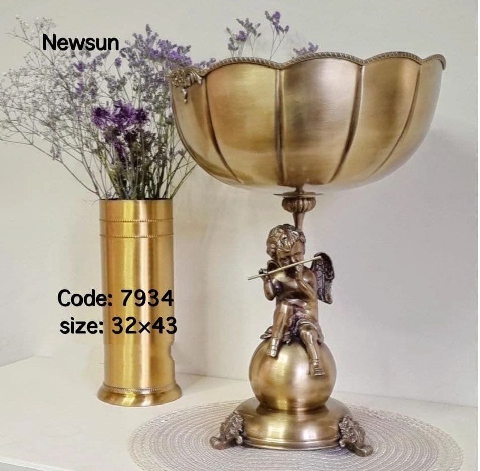 میوه خوری پایه دار هندی تمام برنج نیوسان مدل فرشته کد 7934