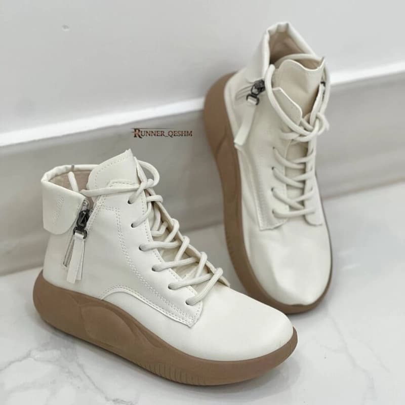 نیم‌بوت زنانه زیپ‌دار چرمی مدل فشن | Fashion zip ankle boots — تصویر ۳
