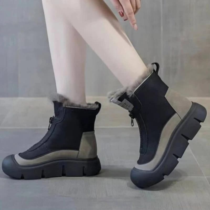 نیم‌بوت زنانه زیپ‌دار خزدار مدل زمستانه | Fashion zip ankle boots — تصویر ۲