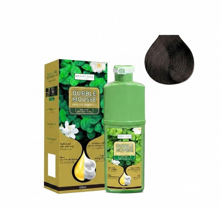 شامپو رنگ موی مشکی برایت فیس حبابی اصل – ۵۰۰ میل Bright Face Bubble Mousse Black Hair Color Shampoo