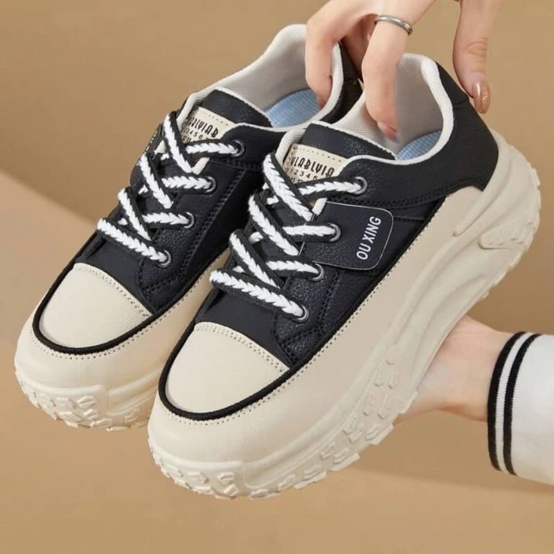 کفش کتونی فانتزی لژدار طبی زنانه | Platform Sneakers High Heel — تصویر ۴