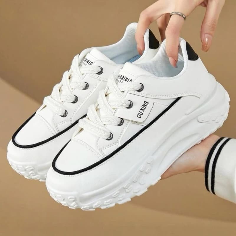 کفش کتونی فانتزی لژدار طبی زنانه | Platform Sneakers High Heel — تصویر ۳