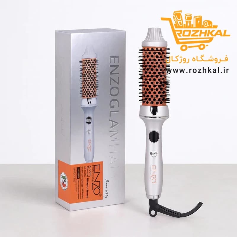 سشوار برس دار حرارتی و حالت دهنده مو انزو مدل 2230 با سری ENZOGLAMHAIR مدل براشینگ حرفه ای اورجینال — تصویر ۴