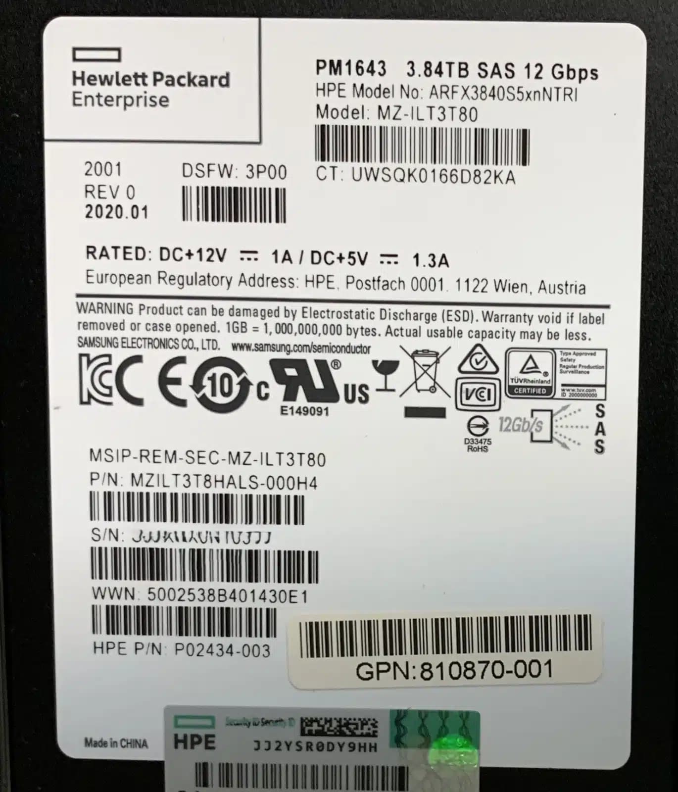 درایو سرور HPE 3.84TB 2.5 SAS 12G RI SC SSD P49736-001 — تصویر ۲