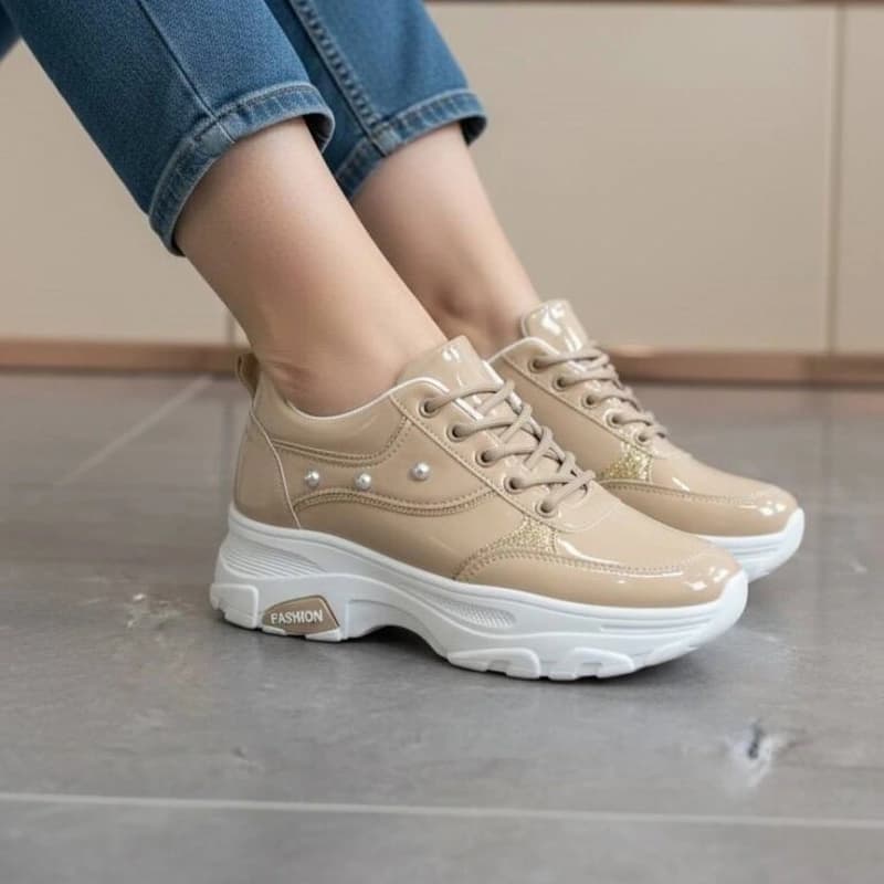کتونی زنانه لژدار ورنی فانتزی و راحتی | Women’s Patent Platform Sneakers