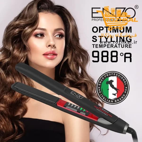 اتو موی حرفه‌ای انزو (ENZO) مدل EN-5183 با صفحات تیتانیوم سرامیک و نمایشگر دیجیتال — تصویر ۴