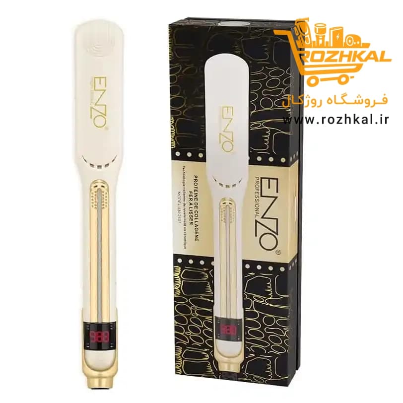 اتو مو کراتینه انزو مدل ENZO EN-2401 با صفحات تیتانیوم پوشش سرامیک و نمایشگر LCD — تصویر ۲