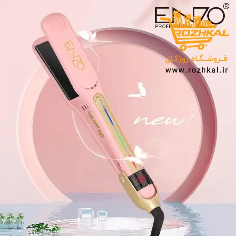 اتو مو کراتینه انزو مدل ENZO EN-2401 با صفحات تیتانیوم پوشش سرامیک و نمایشگر LCD — تصویر ۵