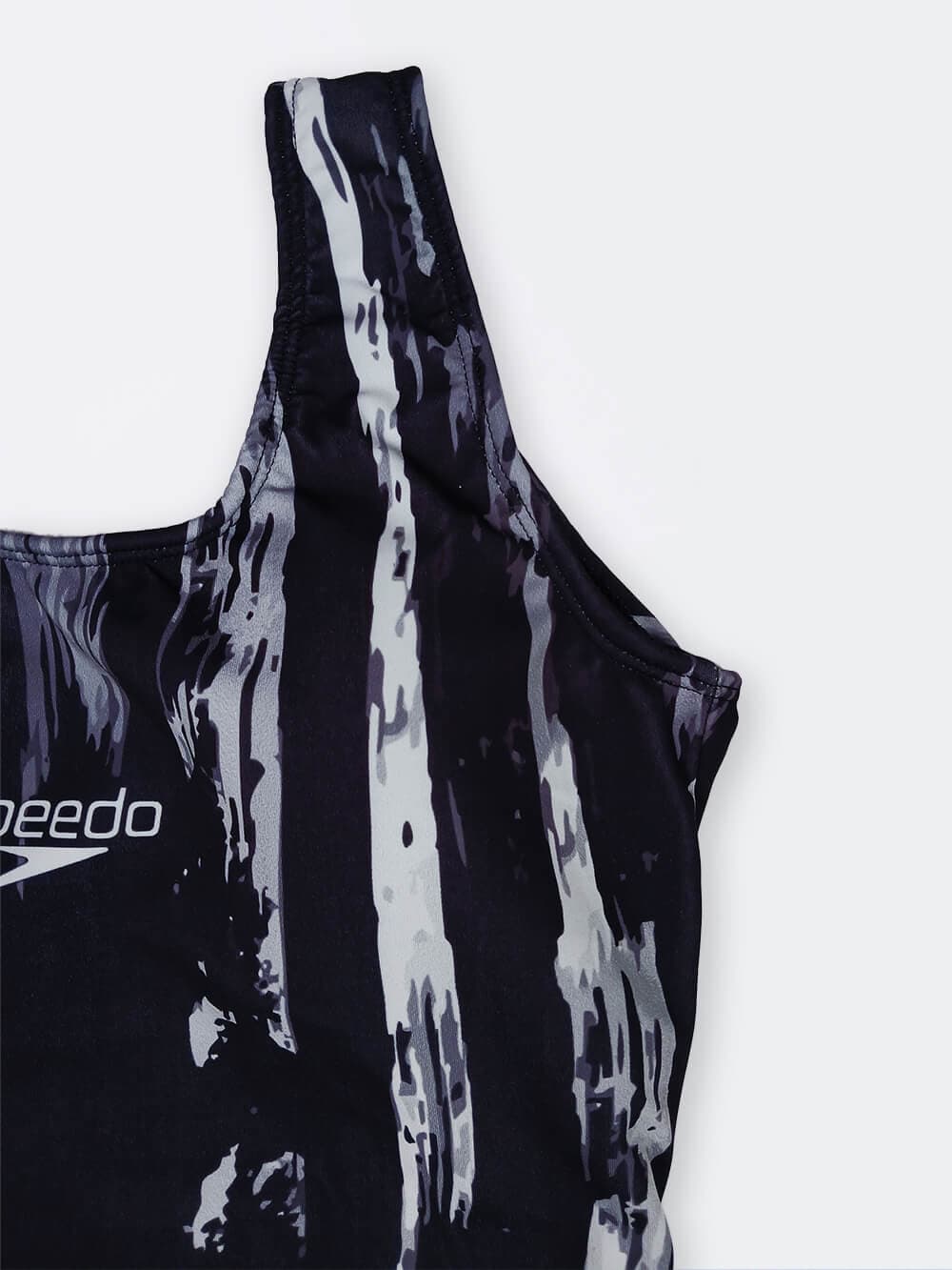 لباس شنا زنانه پادار نیمه پوشیده مشکی با خطوط طوسی و سفید اسپیدو ( Speedo ) — تصویر ۵
