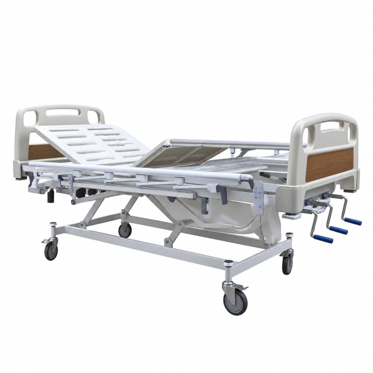 تخت بیمارستانی مکانیکی سه شکن تنظیم ارتفاع شاسی قوی رویه ABS