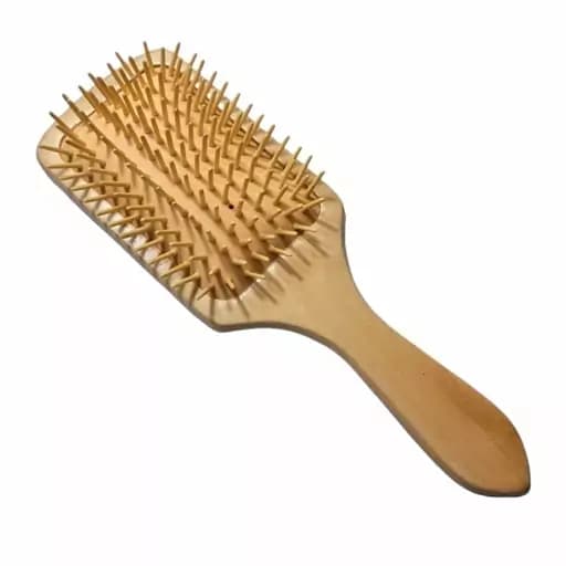 برس چوبی بامبو مستطیل بزرگ سفید | Rectangular Wooden Hair Brush Large wite