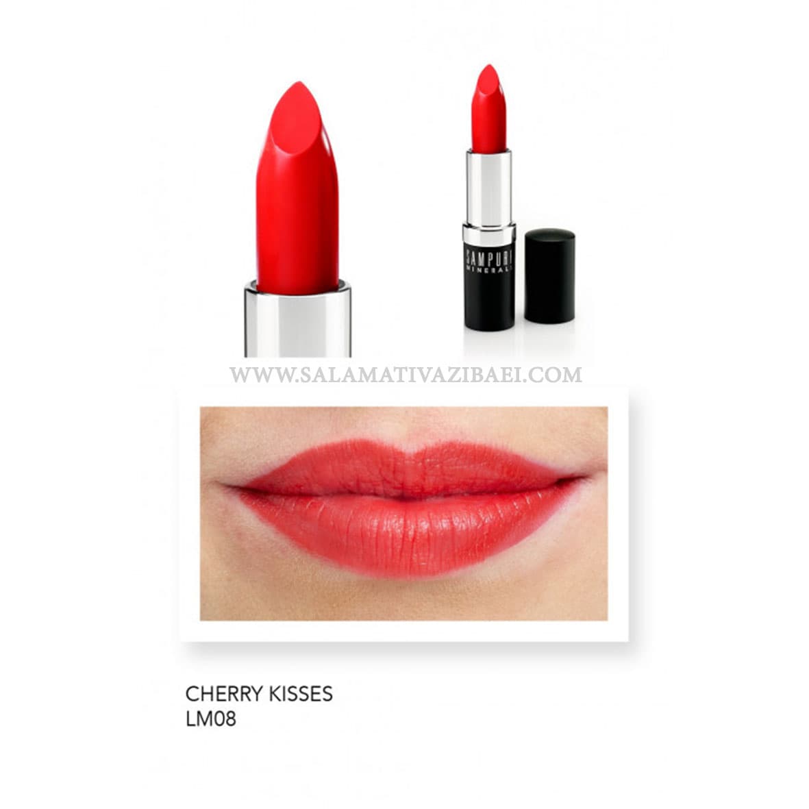 رژ لب مات مینرال ارگانیک سمپیور انگلستان-SAMPURE-CHERRY KISSES شماره 100 — تصویر ۳