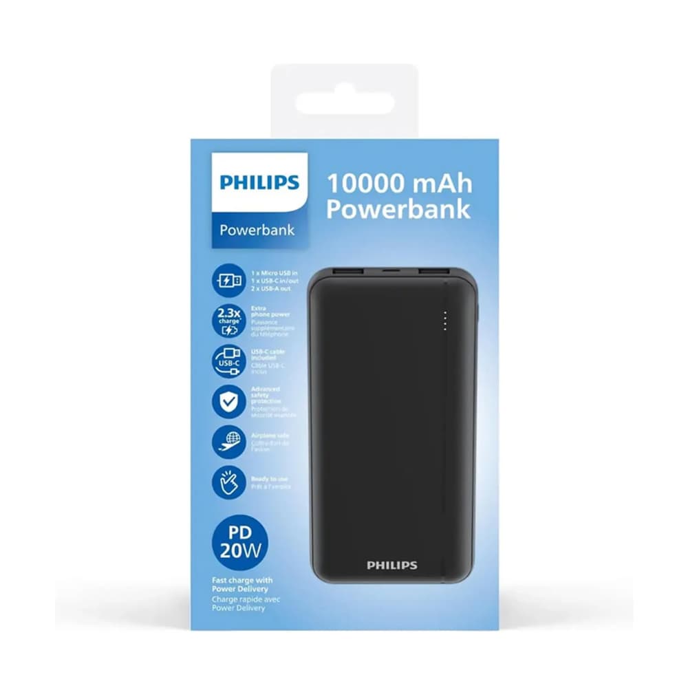 پاوربانک ده هزار میلی آمپر فیلیپس Philips Power Bank DLP1812PB 10000mAh — تصویر ۲