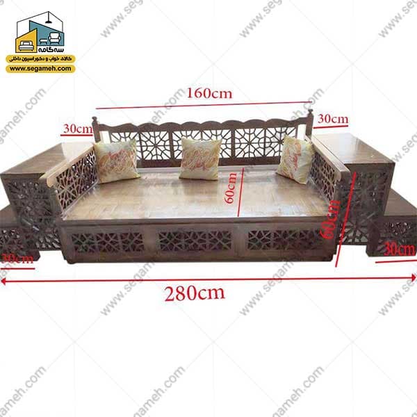 تخت سنتی سه نفره پله‌ ای 160*60 مدل CSP93 — تصویر ۳