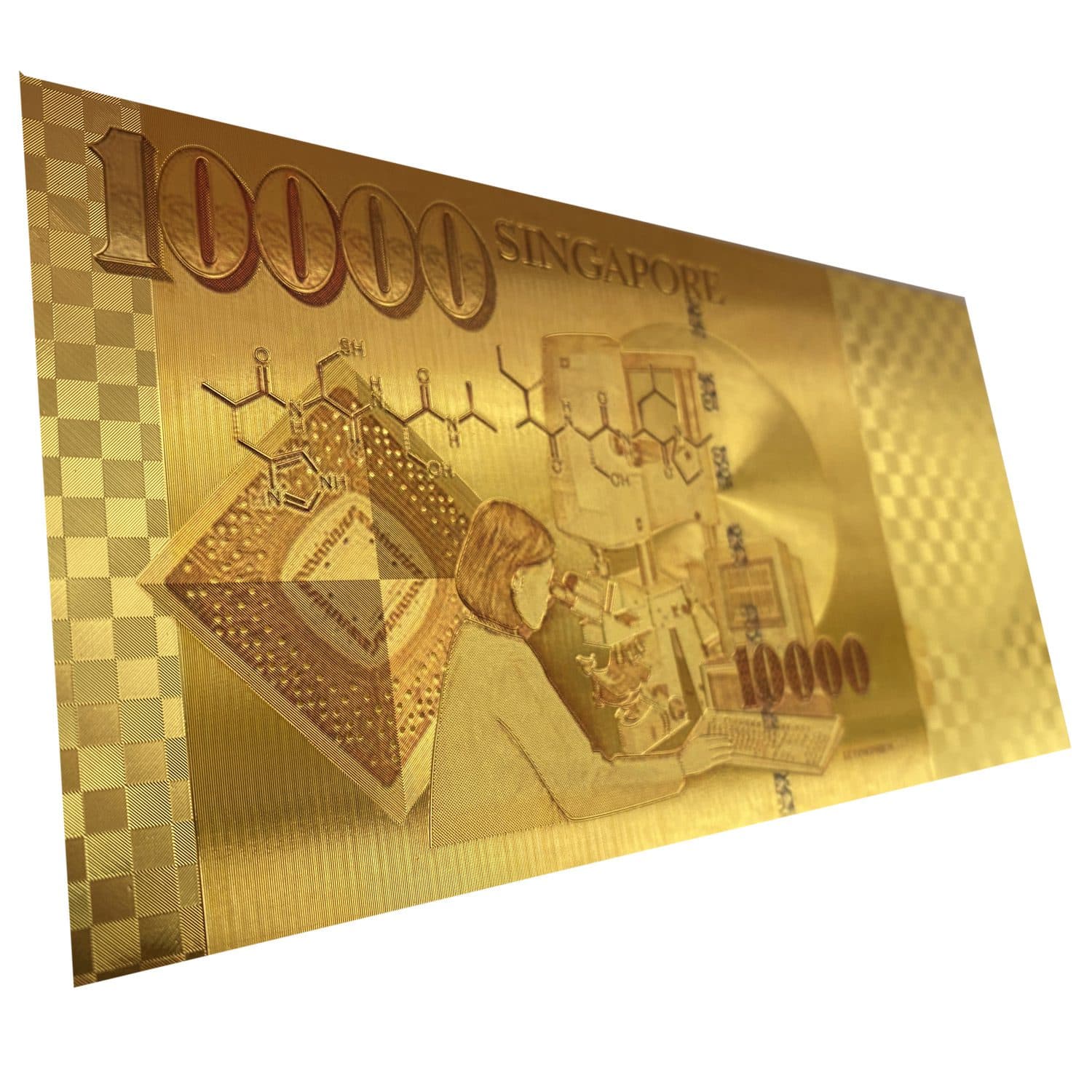 اسکناس 10.000 دلار سنگاپور روکش آب طلا — تصویر ۴