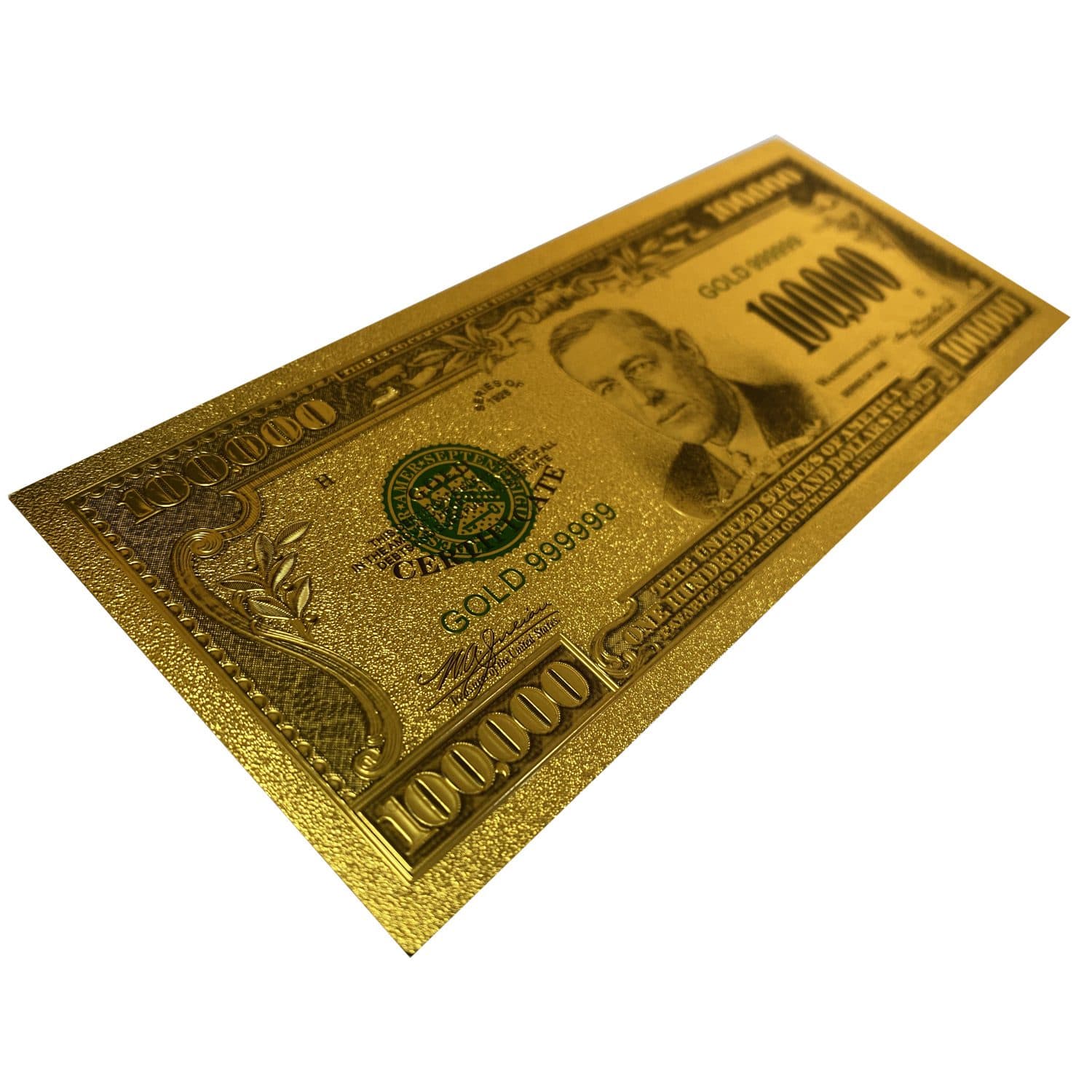 اسکناس 100.000 دلار آمریکا روکش آب طلا — تصویر ۳