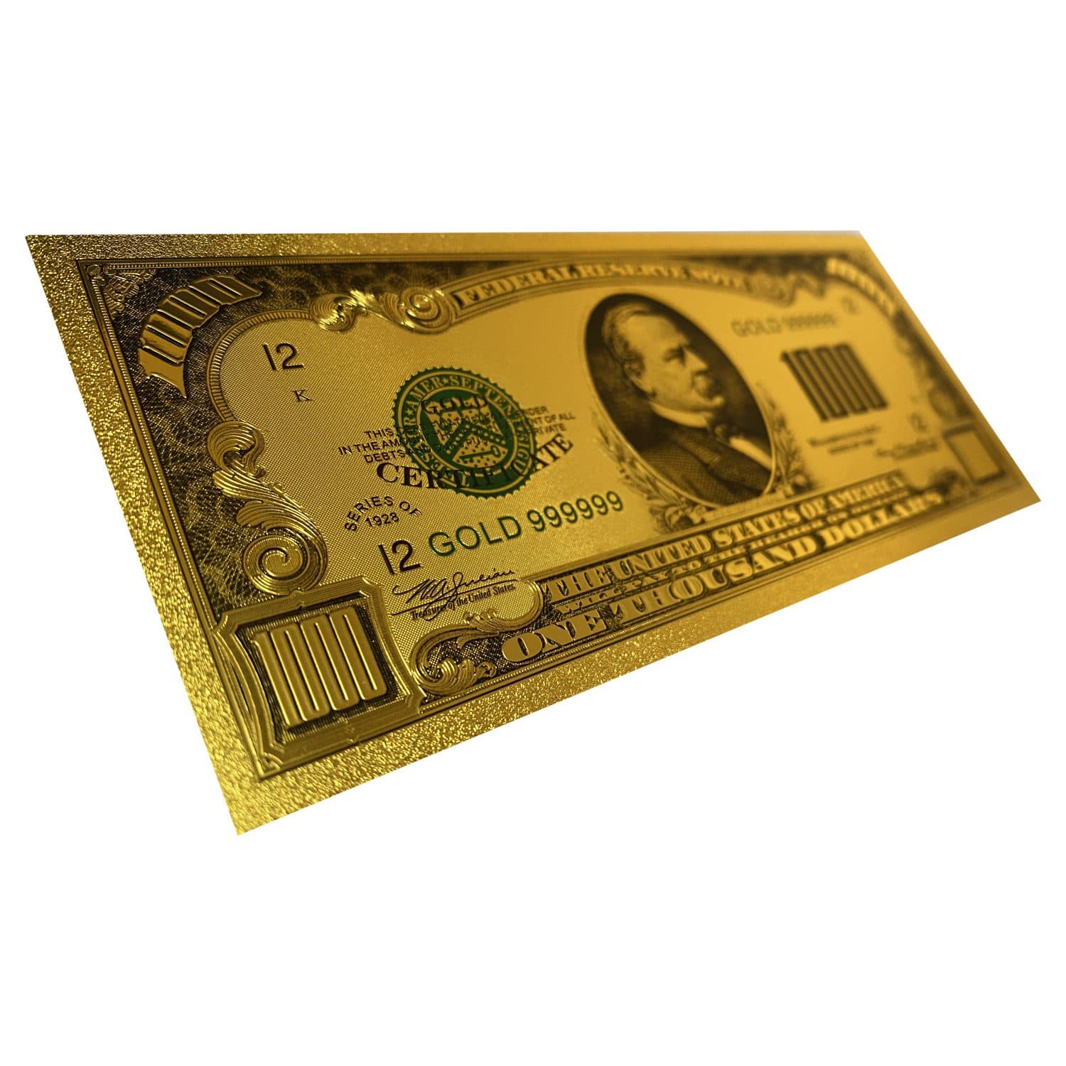 اسکناس 1000 دلار آمریکا روکش آب طلا — تصویر ۳