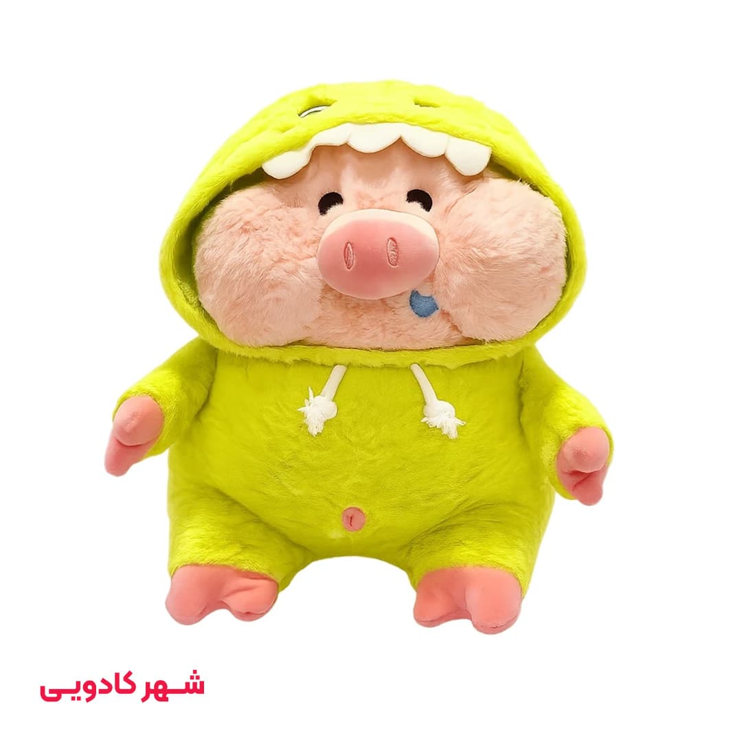 عروسک خوک با لباس دایناسوری سایز ۴۵ سانتی متر — تصویر ۳